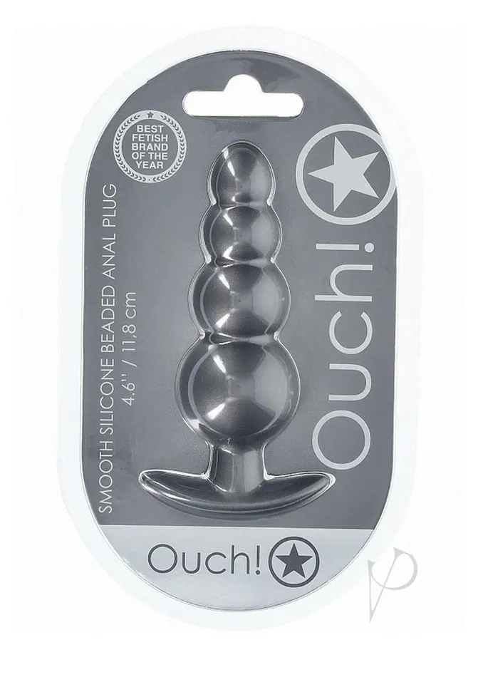 Ouch Anal Ouch Beaded Anal Plug Silicone Gun Metal