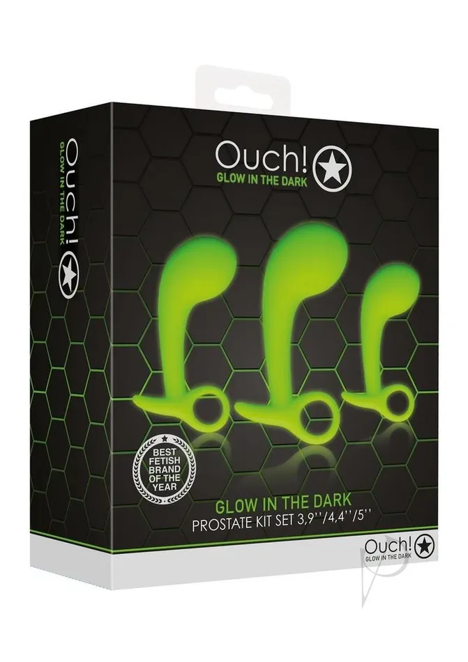 Ouch Anal Ouch Prostate Kit Glow in the Dark 3pc Green