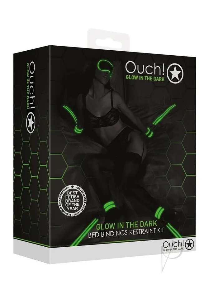 Ouch Ouch Bed Bindings Restraint Kit Glow in the Dark Green Dildos