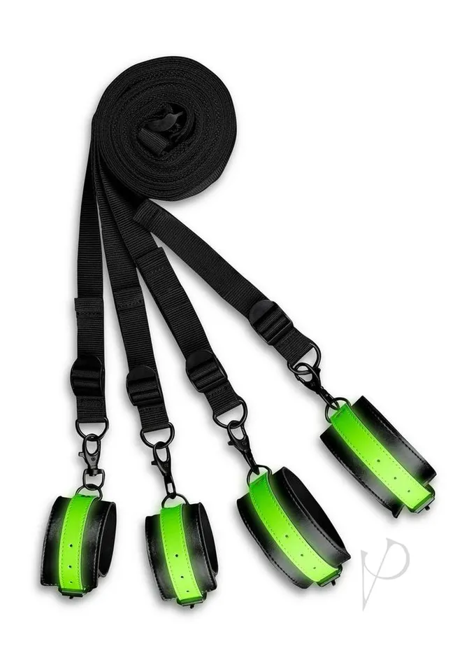 Ouch Ouch Bed Bindings Restraint Kit Glow in the Dark Green Dildos Ouch Ouch Bed Bindings Restraint Kit Glow in the Dark Green Dildos