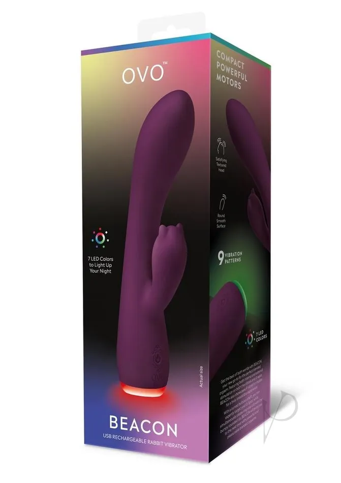 OVO Beacon Rechargeable Silicone Dual Stim Vibrator Purple Ovo Vibrators