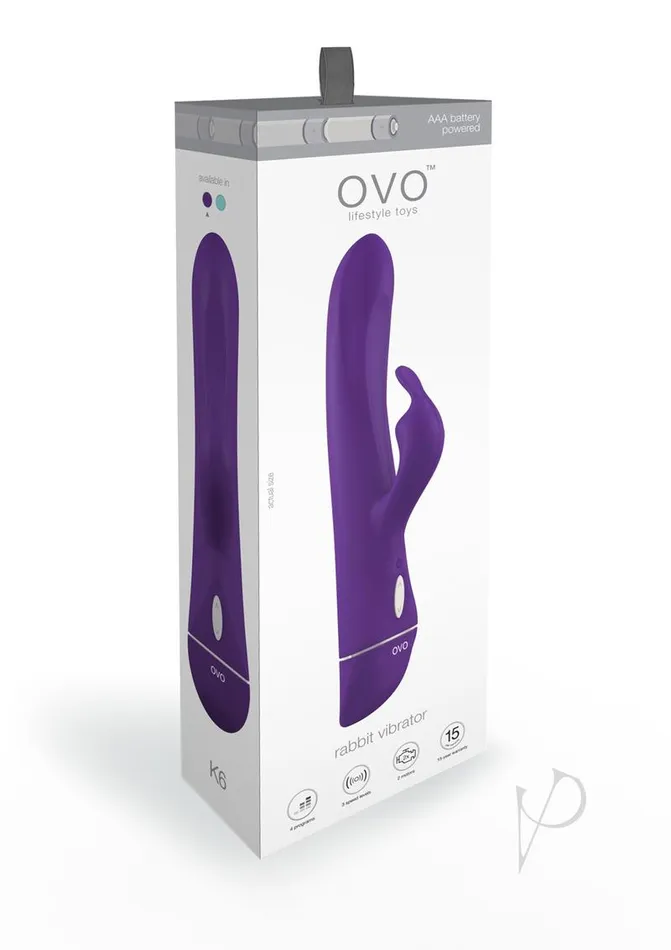 Ovo Vibrators Ovo K6 Flickering Silicone Rabbit Vibrator Purple