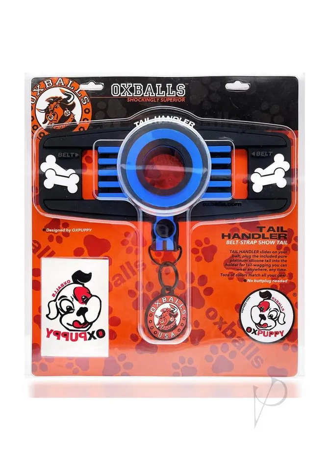 Oxballs Anal Oxballs Tail Handler Belt Strap Silicone Tail Blue