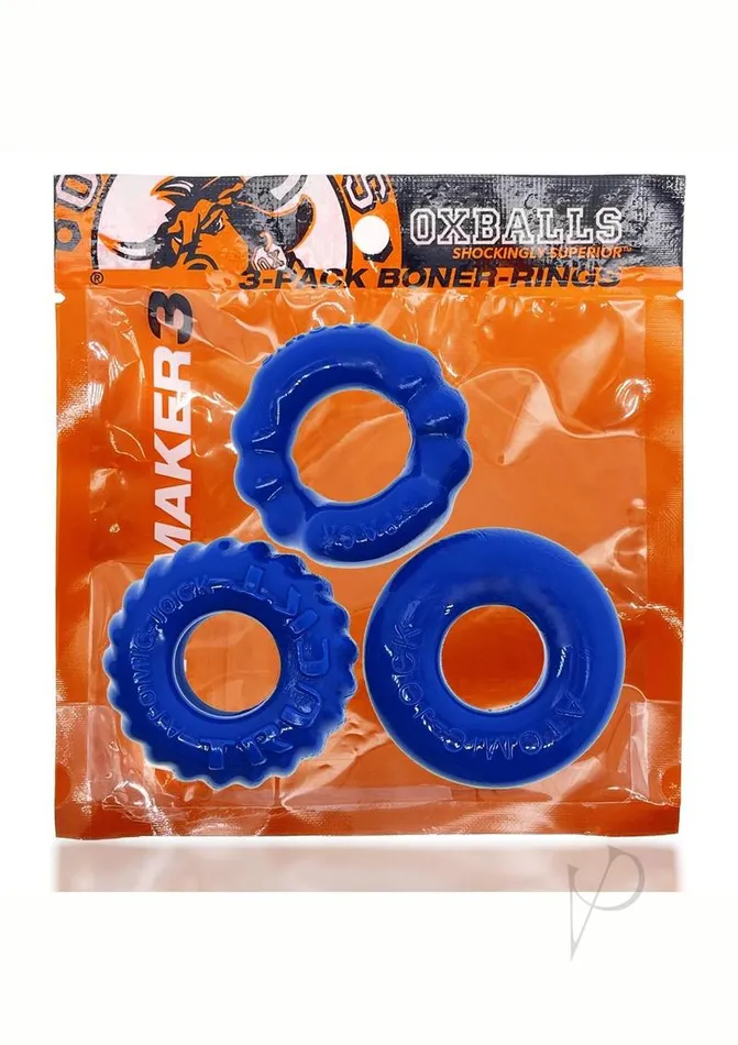 Oxballs Bonemaker Cock Ring Kit 3 pack Pool Blue Oxballs Male Sex Toys