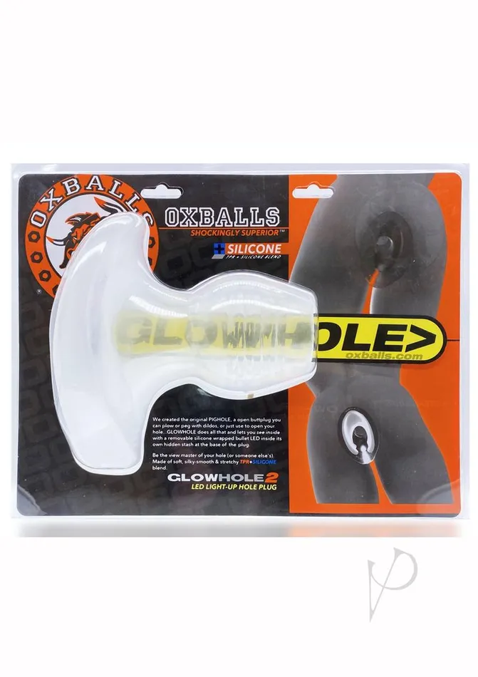 Oxballs Male Sex Toys Glowhole 2 Light Up Hollow Silicone Buttplug Large Cool Ice