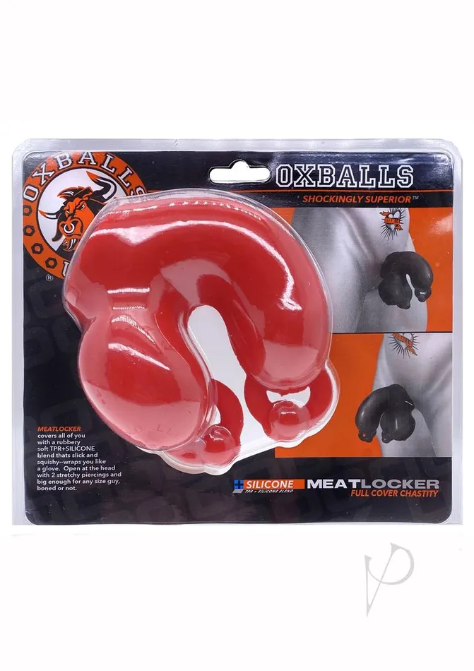 Oxballs Male Sex Toys Meatlocker Silicone Chastity Red Ice