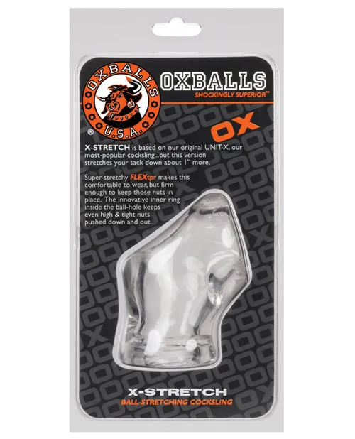 Oxballs Male Sex Toys Oxballs Atomic Jock UnitX Cock Ring and Ball Stretcher 3in Clear