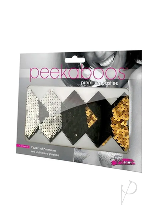 Peekaboo Anal Peekaboos Reversible Sequin X Pasties BlackGold