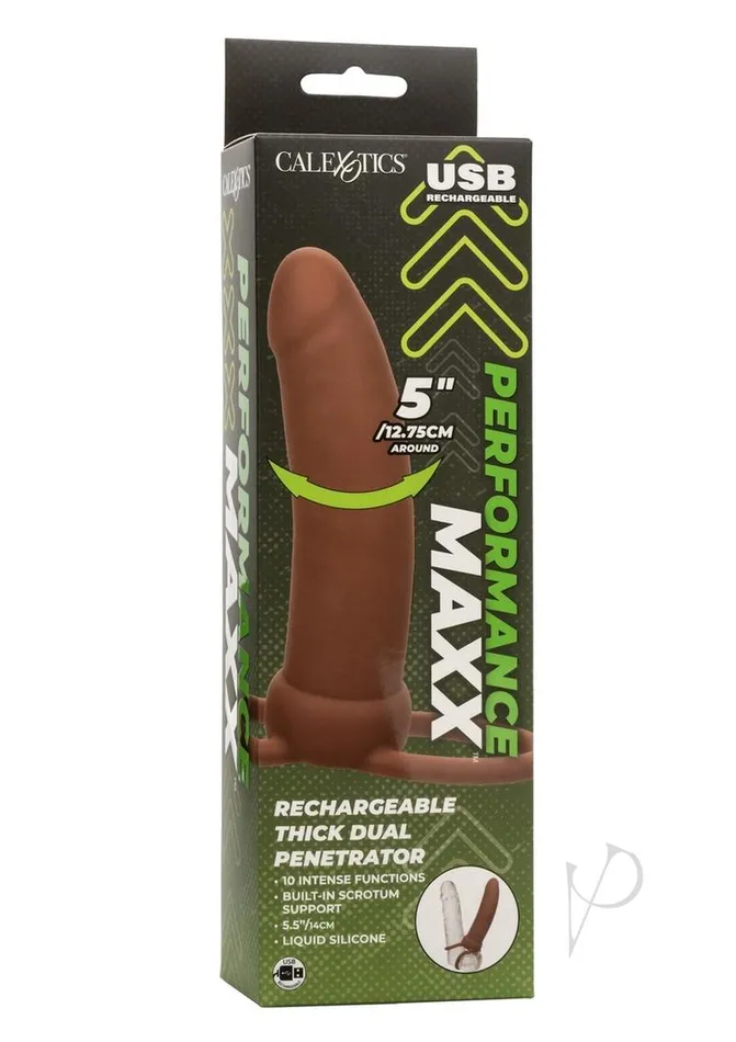 Performance Maxx Rechargeable Silicone Thick Dual Penetrator Extender Chocolate Performance Maxx Female Sex Toys Performance Maxx Rechargeable Silicone Thick Dual Penetrator Extender Chocolate Performance Maxx Female Sex Toys