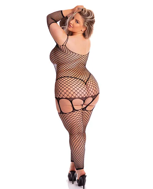 Pink Lipstick In My Head Net Bodystocking Black QN Pink Lipstick Vibrators