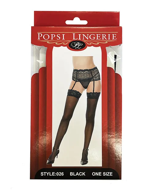 Popsi Lingerie Anal Silicone Lace Top Thigh High Black OS Popsi Lingerie Anal Silicone Lace Top Thigh High Black OS