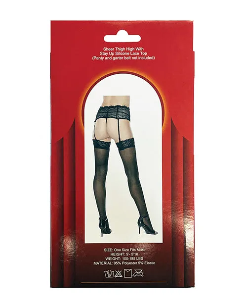 Popsi Lingerie Anal Silicone Lace Top Thigh High Black OS Popsi Lingerie Anal Silicone Lace Top Thigh High Black OS
