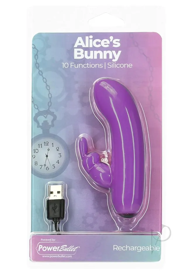 PowerBullet Alices Bunny Silicone Rechargeable Rabbit Purple Powerbullet Vibrators PowerBullet Alices Bunny Silicone Rechargeable Rabbit Purple Powerbullet Vibrators