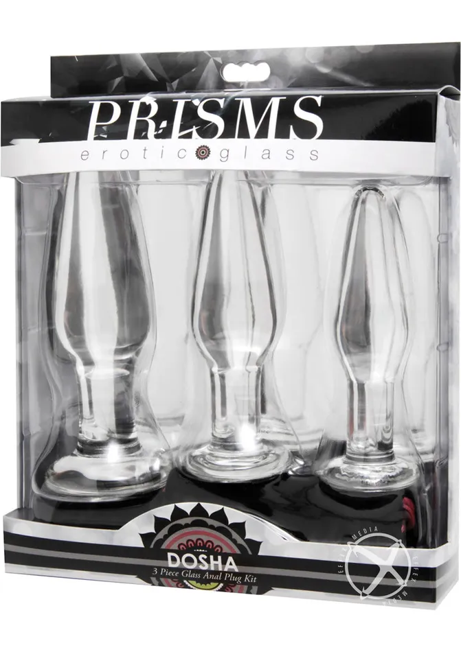 Prisms Dosha 3 Piece Glass Plug Kit Clear Prisms Anal