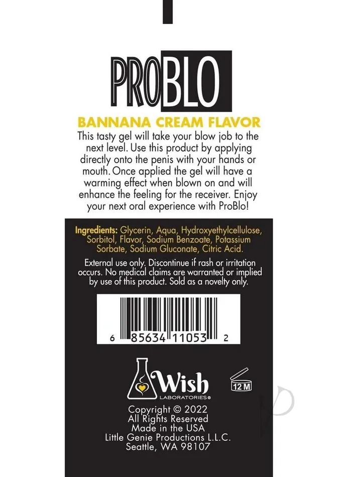 ProBlo Oral Pleasure Flavored Gel 15oz Banana Cream Problo Enhancers ProBlo Oral Pleasure Flavored Gel 15oz Banana Cream Problo Enhancers