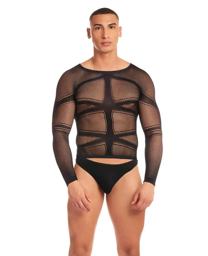 Rainbow Party Anal Rainbow Party Cam Boy Mesh 2 pc Set Black LXL