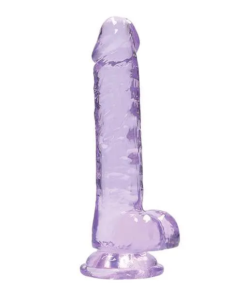 Real Rock Dildos RealRock Crystal Clear Dildo with Balls 7in Purple Real Rock Dildos RealRock Crystal Clear Dildo with Balls 7in Purple