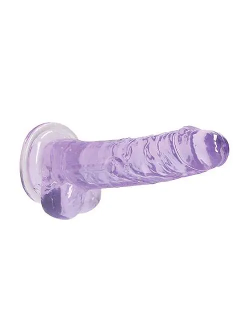 Real Rock Dildos RealRock Crystal Clear Dildo with Balls 7in Purple Real Rock Dildos RealRock Crystal Clear Dildo with Balls 7in Purple