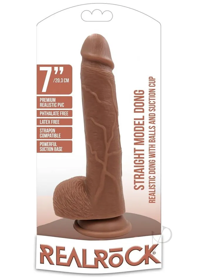 Real Rock Female Sex Toys RealRock Straight Realistic Dildo with Balls and Suction Cup 7in Caramel Real Rock Female Sex Toys RealRock Straight Realistic Dildo with Balls and Suction Cup 7in Caramel