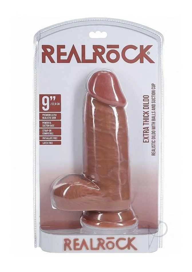 Real Rock Female Sex Toys RealRock Ultra Realistic Skin Extra Thick with Balls 9in Caramel Real Rock Female Sex Toys RealRock Ultra Realistic Skin Extra Thick with Balls 9in Caramel