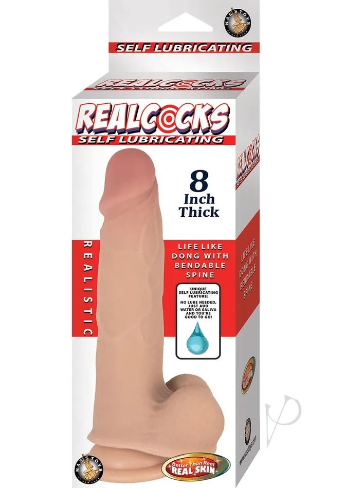 Realcocks Realcocks Self Lubricating Bendable Thick Dildo with Balls 8in Vanilla Dildos Realcocks Realcocks Self Lubricating Bendable Thick Dildo with Balls 8in Vanilla Dildos