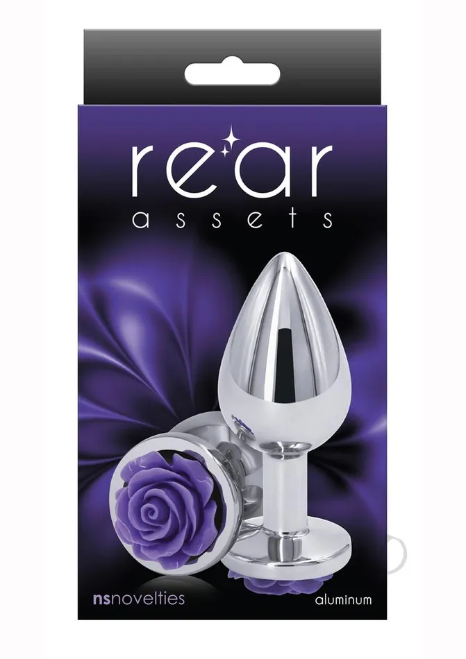 Rear Assets Anal Rear Assets Rose Aluminum Anal Plug Medium PurpleSilver