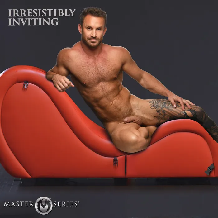 Red Detachable Kinky Couch Sex Chaise with Love Pillows Master Series Vibrators