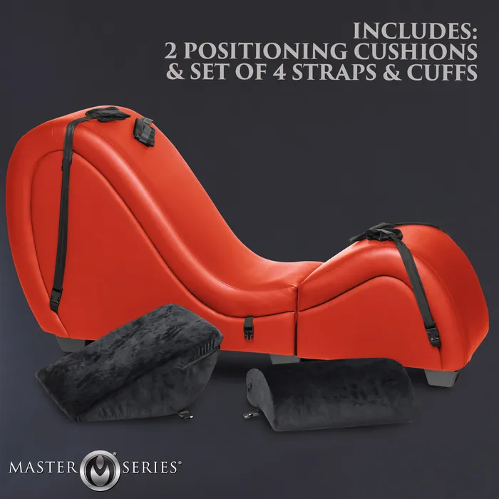 Red Detachable Kinky Couch Sex Chaise with Love Pillows Master Series Vibrators