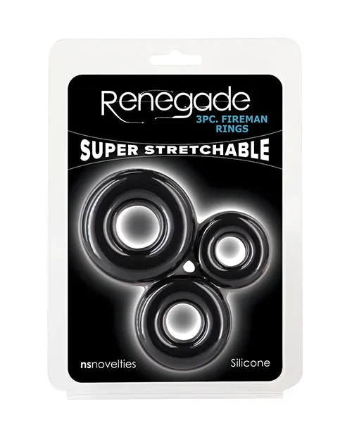 Renegade Anal Renegade Fireman Silicone Rings Set 3 Piece Black Renegade Anal Renegade Fireman Silicone Rings Set 3 Piece Black