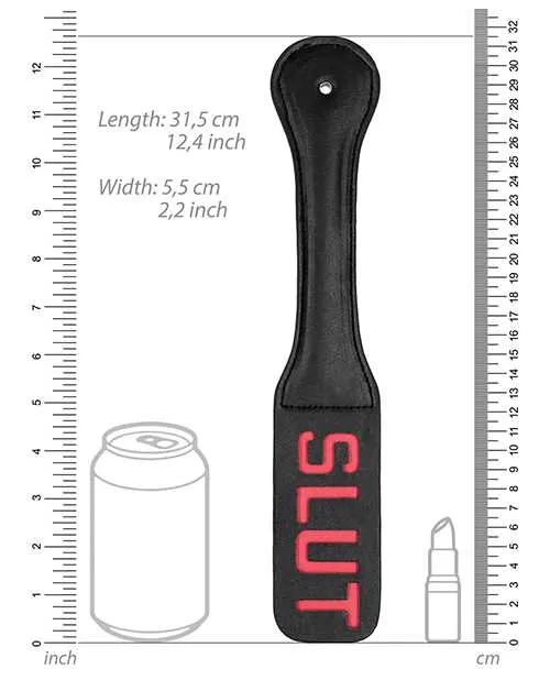 Restraints Ouch Ouch Leather Paddle Slut Black Restraints Ouch Ouch Leather Paddle Slut Black
