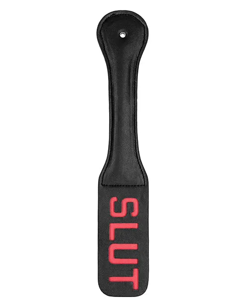 Restraints Ouch Ouch Leather Paddle Slut Black Restraints Ouch Ouch Leather Paddle Slut Black