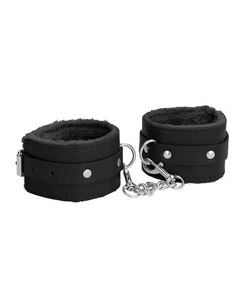 Restraints Ouch Ouch Plush Leather Ankle Cuff Black