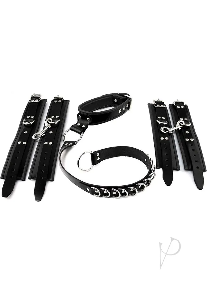 Restraints Rouge Rouge Leather Adjustable D Ring Hogtie Black