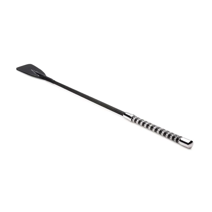 Restraints Strict Leather Short Leather Riding Crop with Rhinestone Handle