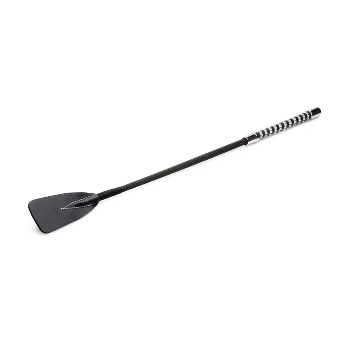 Restraints Strict Leather Short Leather Riding Crop with Rhinestone Handle