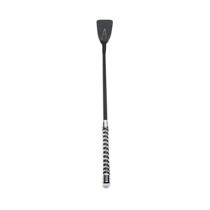 Restraints Strict Leather Short Leather Riding Crop with Rhinestone Handle