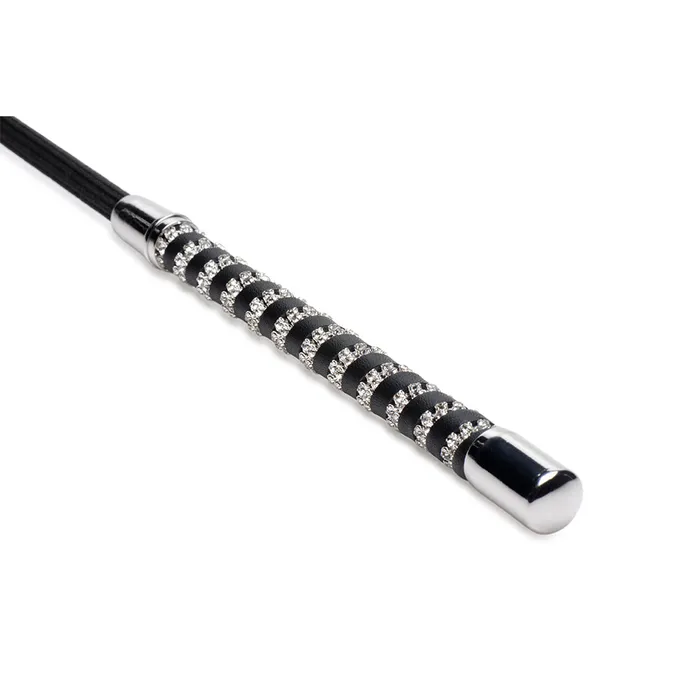 Restraints Strict Leather Short Leather Riding Crop with Rhinestone Handle