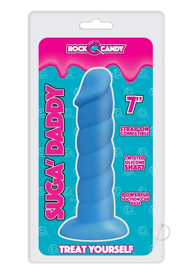 Rock Candy Toys Dildos Suga Daddy Silicone Dildo 7in Blue