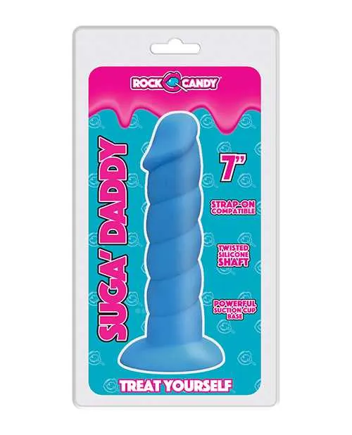 Rock Candy Toys Dildos Suga Daddy Silicone Dildo 7in Blue