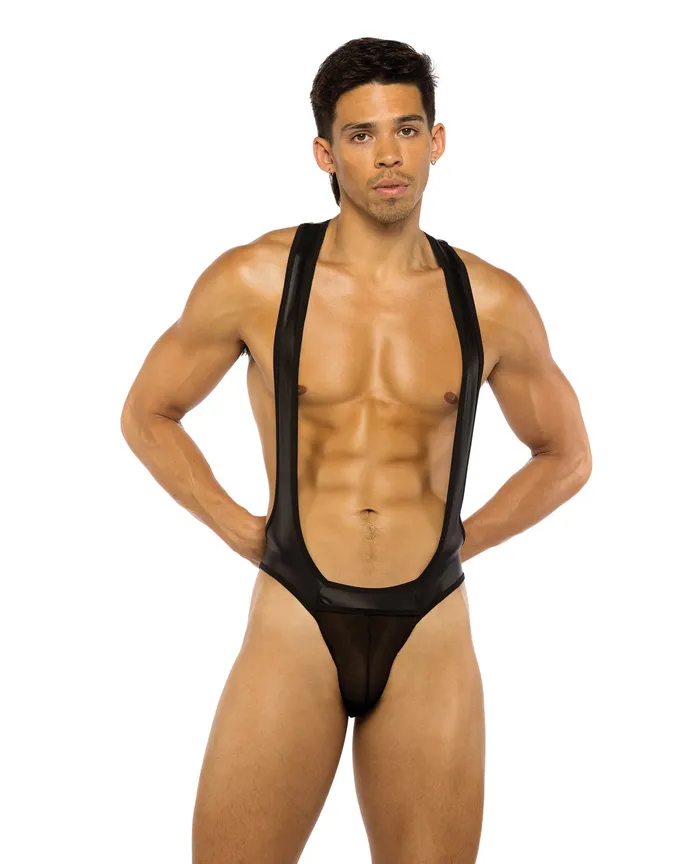 Roma Confidential Anal Mens Wrestling Jockstrap Singlet Black MD