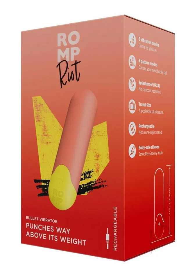 Romp Romp Riot Rechargeable Silicone Bullet Orange Female Sex Toys