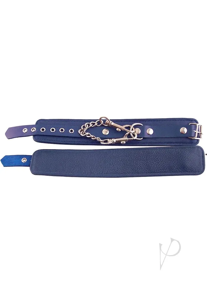 Rouge Restraints Rouge Plain Leather Adjustable Ankle Cuffs Blue