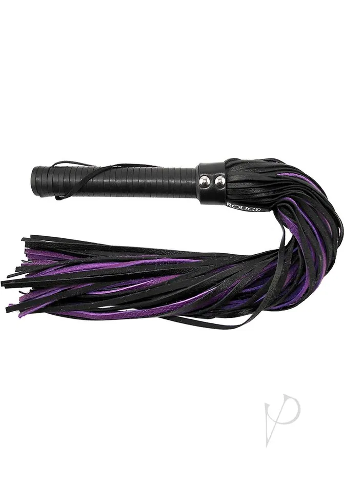 Rouge Vibrators Rouge Leather Flogger Black and Purple