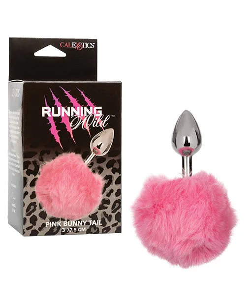 Running Wild Running Wild Faux Fur Bunny Tail and Metallic Anal Plug Pink Male Sex Toys