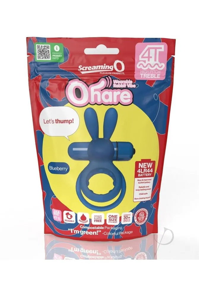 Screaming O 4T Ohare Vibrating Cock Ring Blueberry Screaming O Couples