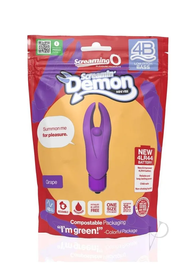 Screaming O Female Sex Toys 4B Demon Silicone Mini Clitoral Stimulating Vibrator Grape Screaming O Female Sex Toys 4B Demon Silicone Mini Clitoral Stimulating Vibrator Grape