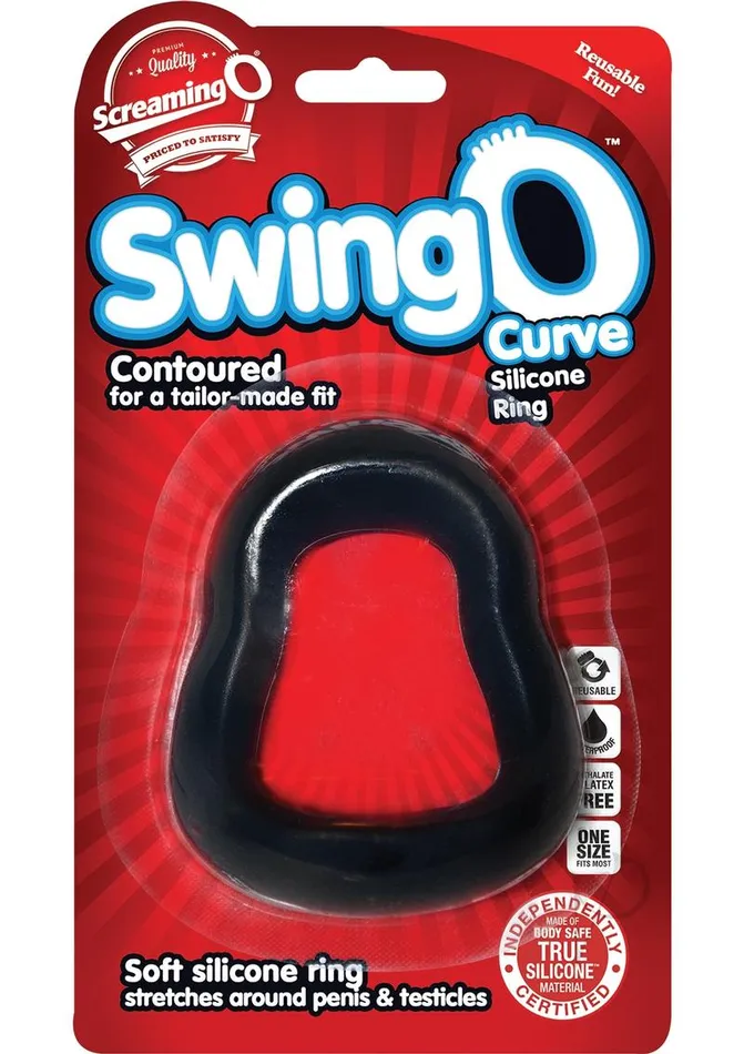 Screaming O Male Sex Toys SwingO Curve Silicone Cock Ring Black
