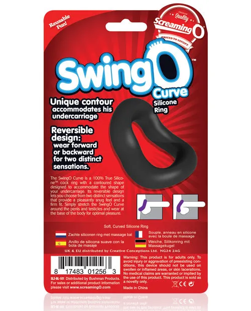 Screaming O Male Sex Toys SwingO Curve Silicone Cock Ring Black