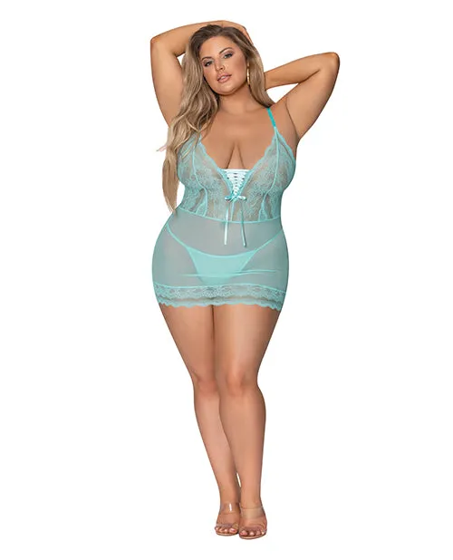 Seabreeze Lace Up Chemise GString Turquoise 2X Exposed Couples Seabreeze Lace Up Chemise GString Turquoise 2X Exposed Couples