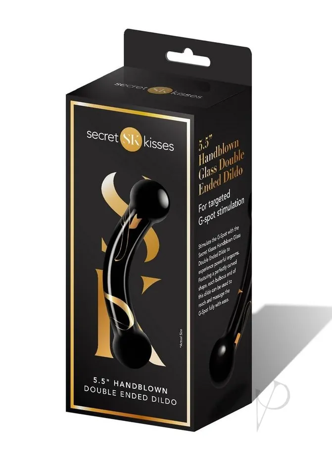 Secret Kisses Dildos Secret Kisses Handblown Double Ended Glass Dildo 55in BlackGold Secret Kisses Dildos Secret Kisses Handblown Double Ended Glass Dildo 55in BlackGold